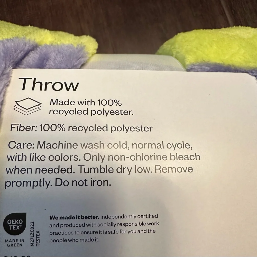 Target Room Essentials Smiley Chartreuse Flutter Throw Lightweight Blanket - Picture 4 of 6